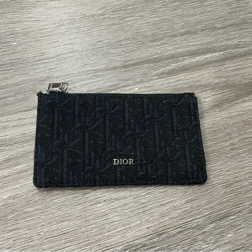 Black Jacquard Zip Card Holder Wallet